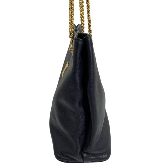 VTG PALOMA PICASSO Mini Black Leather Gold Tone Chain Strap Shoulder Handbag - Picture 5 of 14